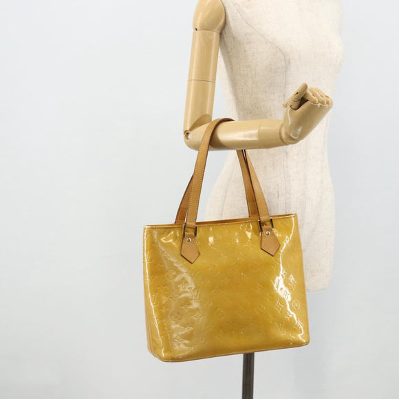 LOUIS VUITTON Monogram Vernis Houston Hand Bag Beige M91004 LV Auth ep14601