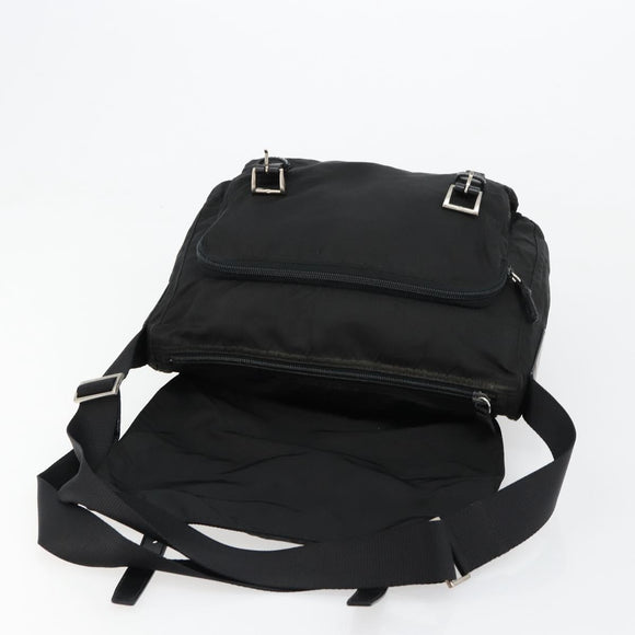 PRADA Shoulder Bag Nylon Black Silver Auth ep14604
