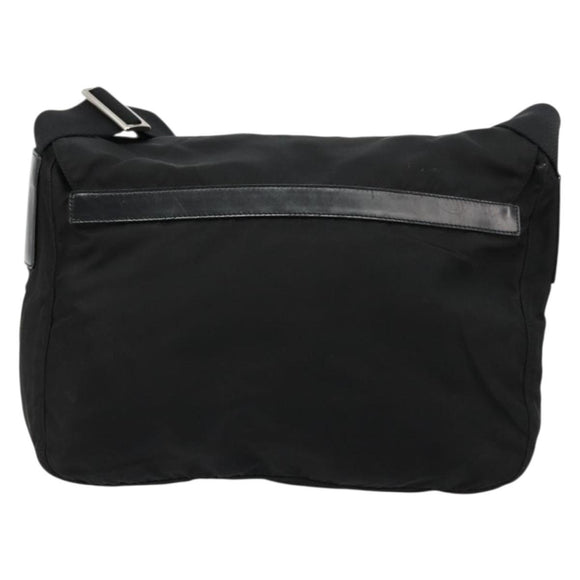 PRADA Shoulder Bag Nylon Black Silver Auth ep14604