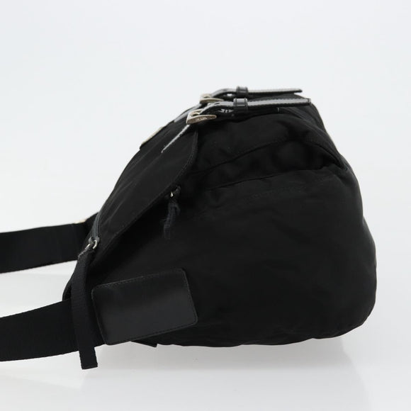 PRADA Shoulder Bag Nylon Black Silver Auth ep14604