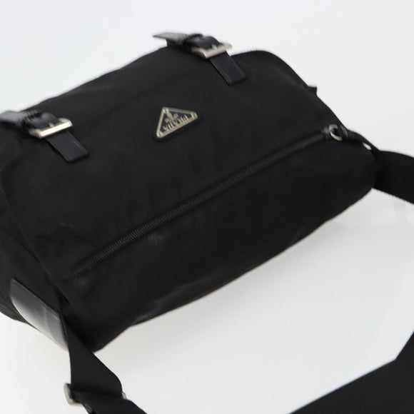 PRADA Shoulder Bag Nylon Black Silver Auth ep14604