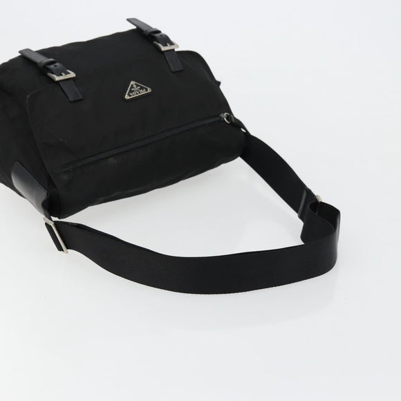 PRADA Shoulder Bag Nylon Black Silver Auth ep14604