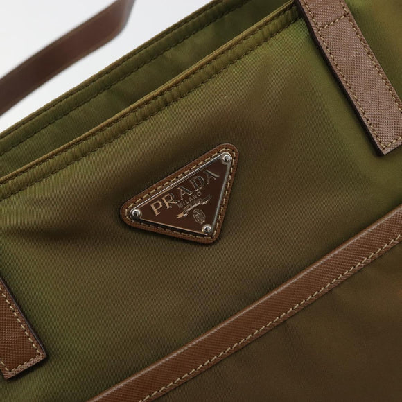 PRADA Tote Bag Nylon Green Silver Auth ep14607