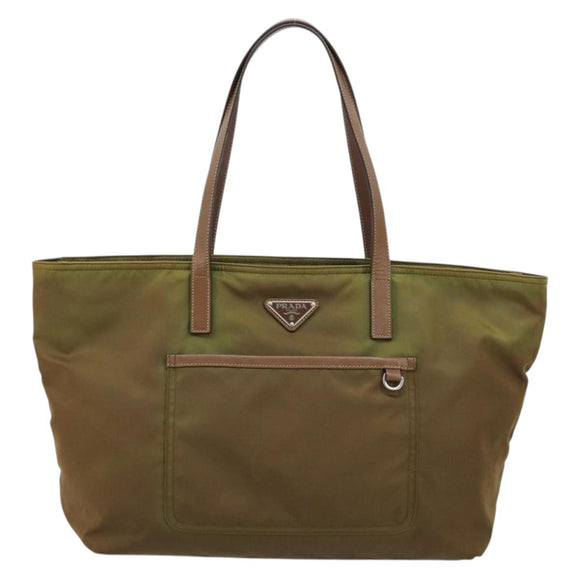 PRADA Tote Bag Nylon Green Silver Auth ep14607