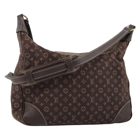 LOUIS VUITTON Monogram Mini Lin Boulogne Bag Brown Ebene M95225 LV Auth ep14608A