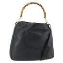 GUCCI Bamboo Hand Bag Nylon 2way Black Gold 001 2058 1577 Auth ep14609-1