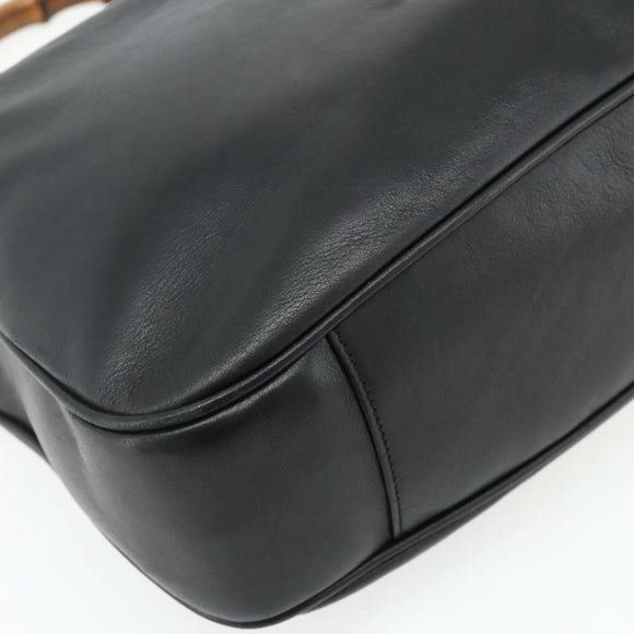 GUCCI Bamboo Hand Bag Nylon 2way Black Gold 001 2058 1577 Auth ep14609