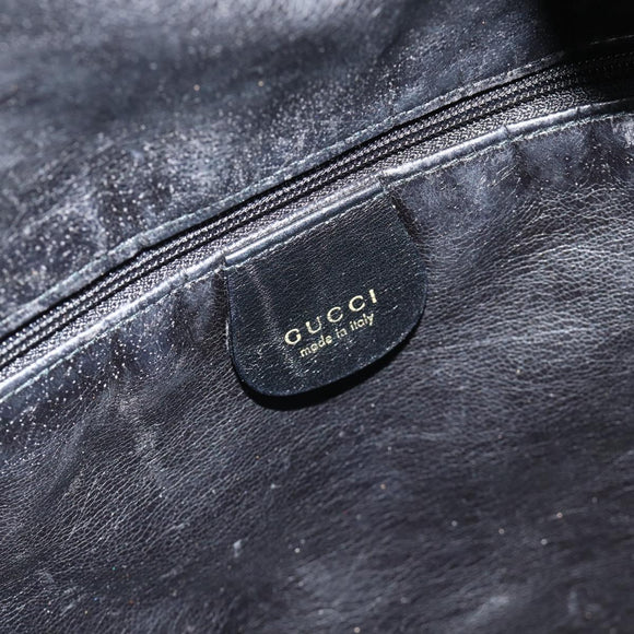GUCCI Bamboo Hand Bag Nylon 2way Black Gold 001 2058 1577 Auth ep14609
