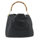 GUCCI Bamboo Hand Bag Nylon 2way Black Gold 001 2058 1577 Auth ep14609-2