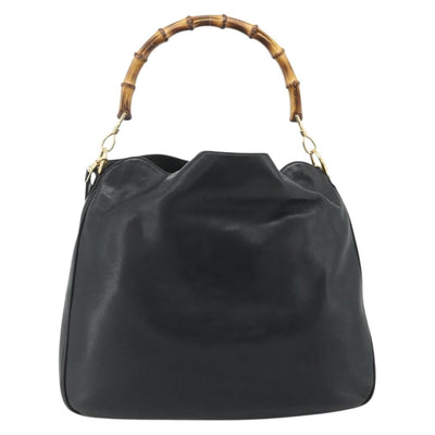 GUCCI Bamboo Hand Bag Nylon 2way Black Gold 001 2058 1577 Auth ep14609 - 0