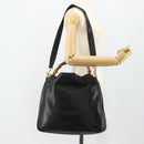 GUCCI Bamboo Hand Bag Nylon 2way Black Gold 001 2058 1577 Auth ep14609-23