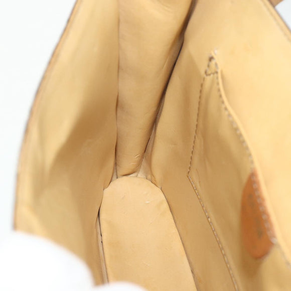 CELINE Macadam Canvas Medallion Shoulder Bag PVC Leather Brown Gold Auth ep14618