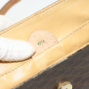 CELINE Macadam Canvas Medallion Shoulder Bag PVC Leather Brown Gold Auth ep14618-21