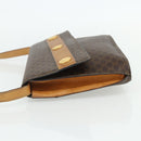 CELINE Macadam Canvas Medallion Shoulder Bag PVC Leather Brown Gold Auth ep14618-4