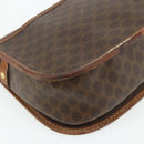CELINE Macadam Canvas Shoulder Bag PVC Leather Brown Gold Auth ep14625-13