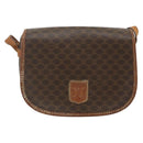 CELINE Macadam Canvas Shoulder Bag PVC Leather Brown Gold Auth ep14625-2