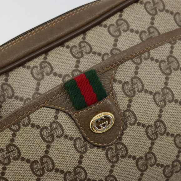 GUCCI GG Supreme Web Sherry Line Bag PVC Beige Gold 116 02 089 Auth ep14626