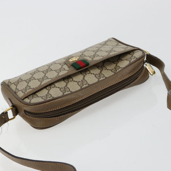 GUCCI GG Supreme Web Sherry Line Bag PVC Beige Gold 116 02 089 Auth ep14626