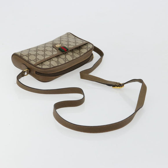 GUCCI GG Supreme Web Sherry Line Bag PVC Beige Gold 116 02 089 Auth ep14626