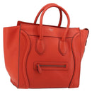 CELINE Luggage Mini Shopper Handtasche Leder Orange Silber Auth ep14630A-1