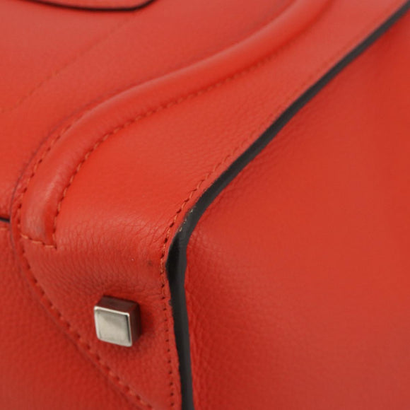 CELINE Luggage Mini Shopper Handtasche Leder Orange Silber Auth ep14630A
