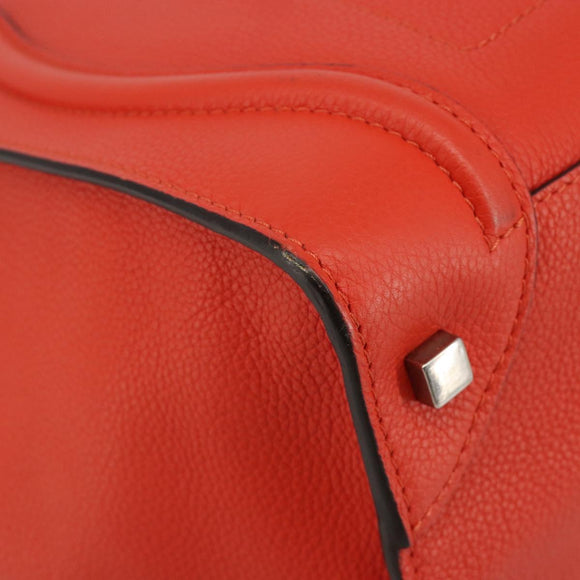 CELINE Luggage Mini Shopper Handtasche Leder Orange Silber Auth ep14630A