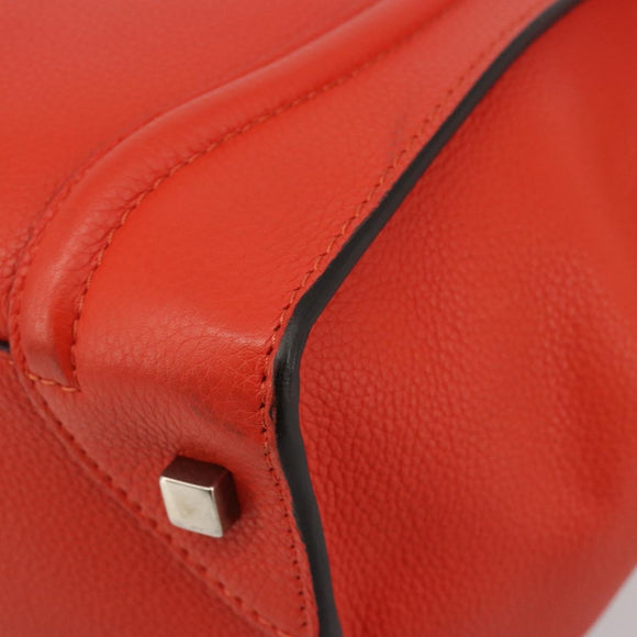 CELINE Luggage Mini Shopper Handtasche Leder Orange Silber Auth ep14630A