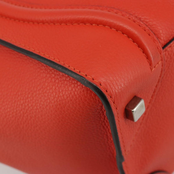 CELINE Luggage Mini Shopper Handtasche Leder Orange Silber Auth ep14630A