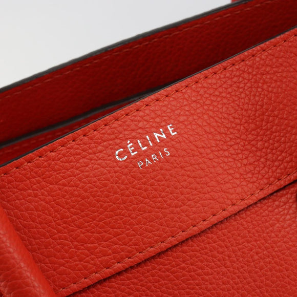 CELINE Luggage Mini Shopper Handtasche Leder Orange Silber Auth ep14630A