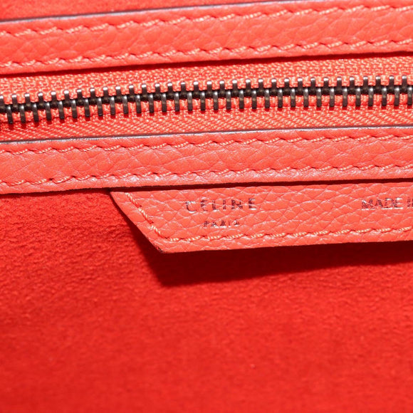 CELINE Luggage Mini Shopper Handtasche Leder Orange Silber Auth ep14630A