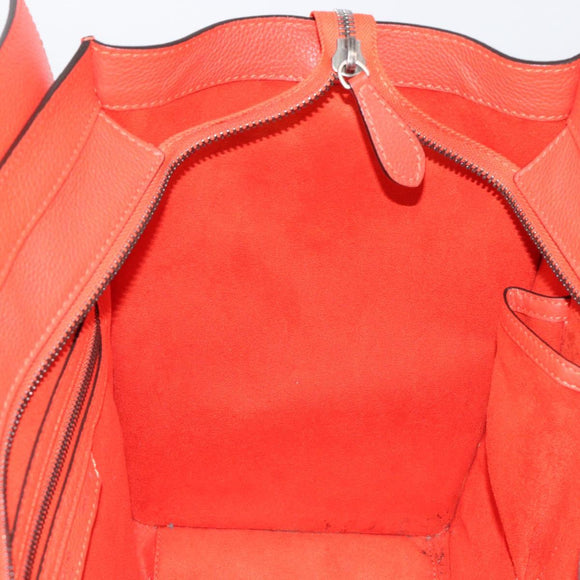 CELINE Luggage Mini Shopper Handtasche Leder Orange Silber Auth ep14630A