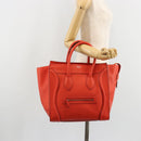 CELINE Luggage Mini Shopper Handtasche Leder Orange Silber Auth ep14630A-23