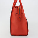 CELINE Luggage Mini Shopper Handtasche Leder Orange Silber Auth ep14630A-4