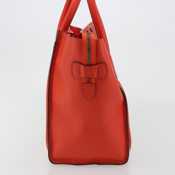 CELINE Luggage Mini Shopper Handtasche Leder Orange Silber Auth ep14630A