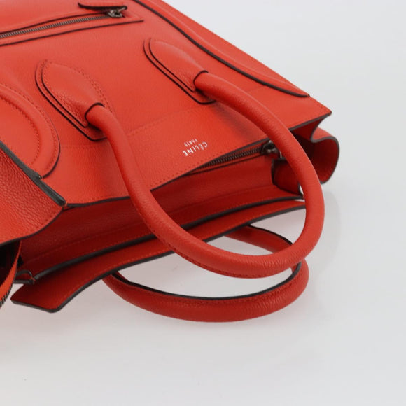 CELINE Luggage Mini Shopper Handtasche Leder Orange Silber Auth ep14630A