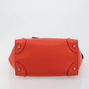 CELINE Luggage Mini Shopper Handtasche Leder Orange Silber Auth ep14630A-9