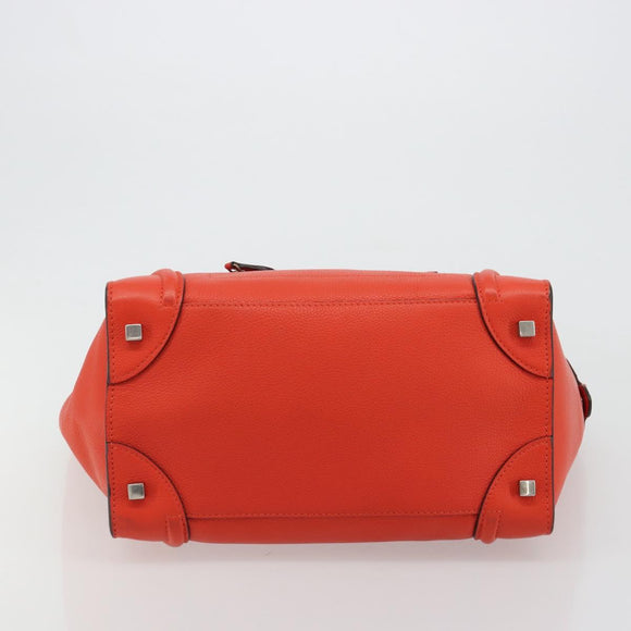 CELINE Luggage Mini Shopper Handtasche Leder Orange Silber Auth ep14630A