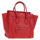 CELINE Luggage Mini Shopper Handtas Leer Rood Goud Auth ep14631M-1