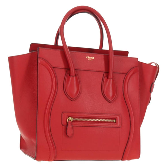 CELINE Luggage Mini Shopper Handtas Leer Rood Goud Auth ep14631M