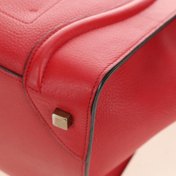CELINE Luggage Mini Shopper Handtas Leer Rood Goud Auth ep14631M