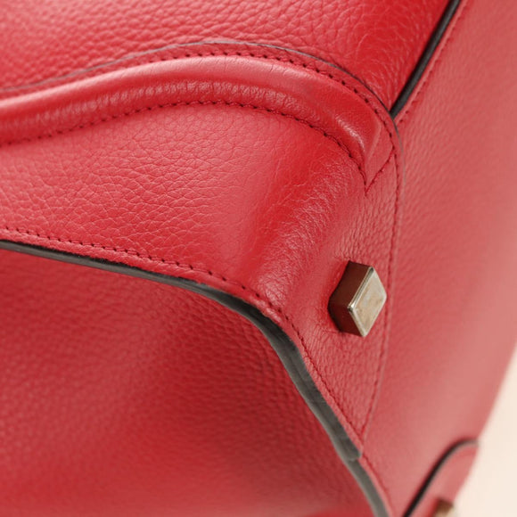 CELINE Luggage Mini Shopper Handtas Leer Rood Goud Auth ep14631M