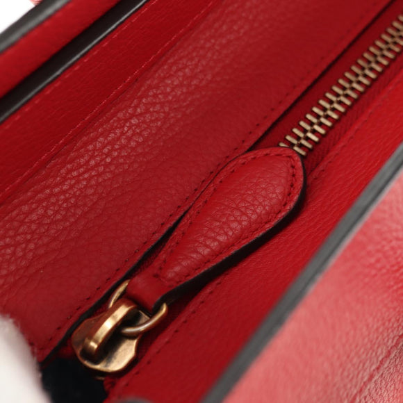 CELINE Luggage Mini Shopper Handtas Leer Rood Goud Auth ep14631M