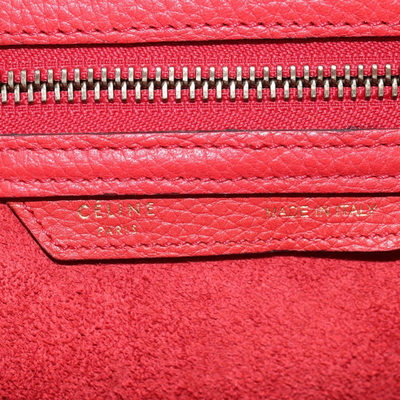 CELINE Luggage Mini Shopper Handtas Leer Rood Goud Auth ep14631M