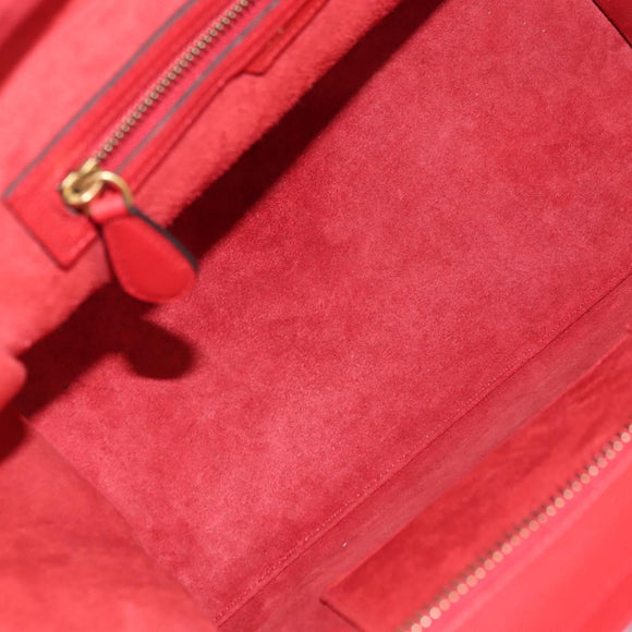 CELINE Luggage Mini Shopper Handtas Leer Rood Goud Auth ep14631M