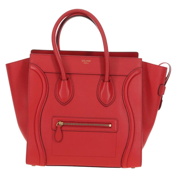 CELINE Luggage Mini Shopper Handtas Leer Rood Goud Auth ep14631M