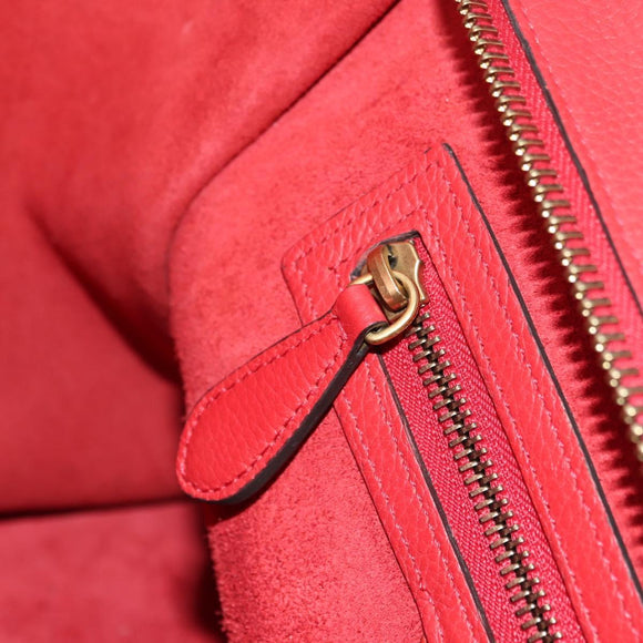 CELINE Luggage Mini Shopper Handtas Leer Rood Goud Auth ep14631M