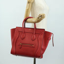 CELINE Luggage Mini Shopper Handtas Leer Rood Goud Auth ep14631M-25