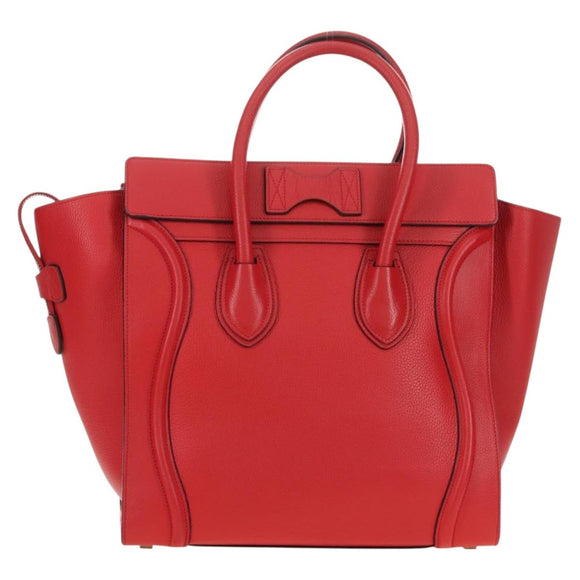 CELINE Luggage Mini Shopper Handtas Leer Rood Goud Auth ep14631M