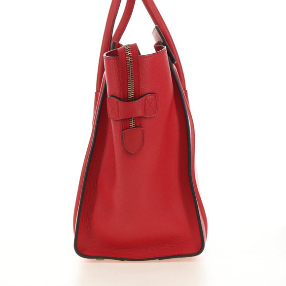 CELINE Luggage Mini Shopper Handtas Leer Rood Goud Auth ep14631M