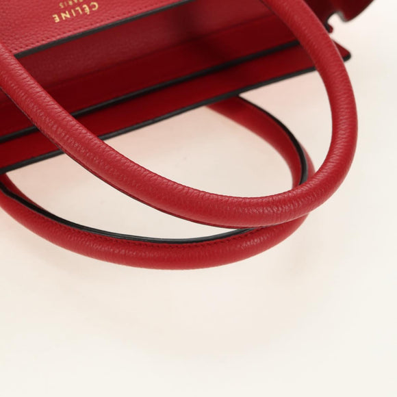 CELINE Luggage Mini Shopper Handtas Leer Rood Goud Auth ep14631M
